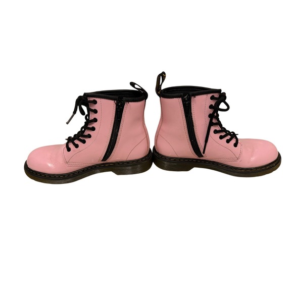Dr‎ Martens Pink Patent Leather Combat Boots Kids Size 4 US 36 EU Side Zip - Picture 2 of 6